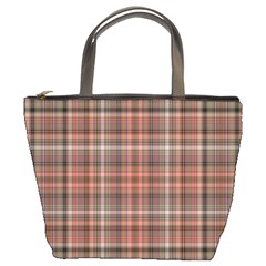 Peach  Plaid Bucket Bag by snowwhitegirl