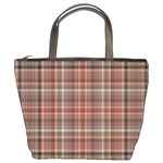 Peach  Plaid Bucket Bag Front