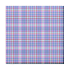 Pink Blue Plaid Tile Coasters