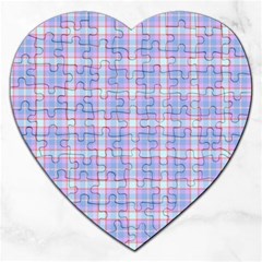 Pink Blue Plaid Jigsaw Puzzle (Heart)