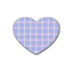 Pink Blue Plaid Heart Coaster (4 Pack)  by snowwhitegirl