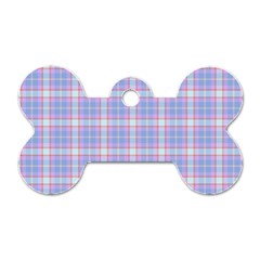 Pink Blue Plaid Dog Tag Bone (two Sides) by snowwhitegirl