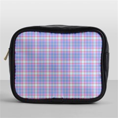 Pink Blue Plaid Mini Toiletries Bag (One Side)