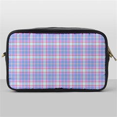 Pink Blue Plaid Toiletries Bag (One Side)