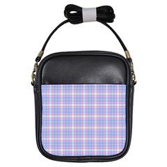 Pink Blue Plaid Girls Sling Bag