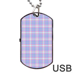 Pink Blue Plaid Dog Tag Usb Flash (one Side) by snowwhitegirl