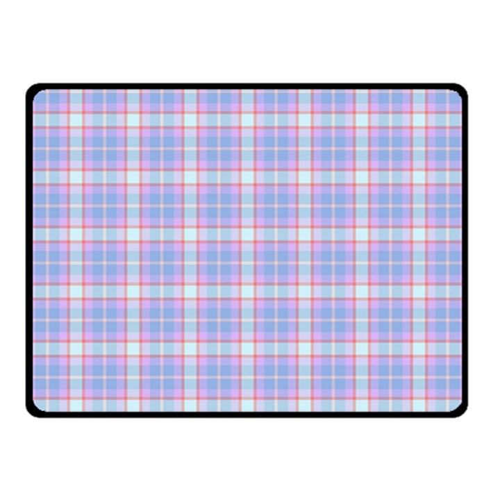 Pink Blue Plaid Double Sided Fleece Blanket (Small) 