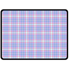 Pink Blue Plaid Double Sided Fleece Blanket (Large) 