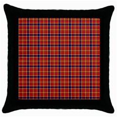 Red Yellow Plaid Throw Pillow Case (black) by snowwhitegirl