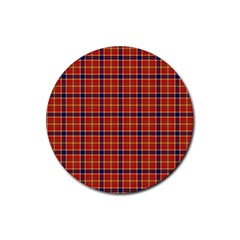 Red Yellow Plaid Rubber Round Coaster (4 Pack)  by snowwhitegirl