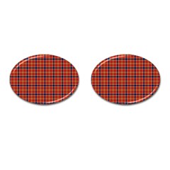 Red Yellow Plaid Cufflinks (oval) by snowwhitegirl