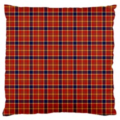 Red Yellow Plaid Large Flano Cushion Case (one Side)