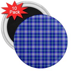 Blue Teal Plaid 3  Magnets (10 Pack)  by snowwhitegirl