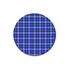 Blue Teal Plaid Rubber Round Coaster (4 Pack)  by snowwhitegirl