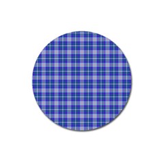 Blue Teal Plaid Magnet 3  (round) by snowwhitegirl