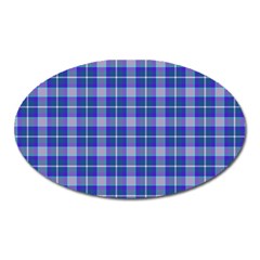 Blue Teal Plaid Oval Magnet