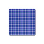 Blue Teal Plaid Square Magnet Front