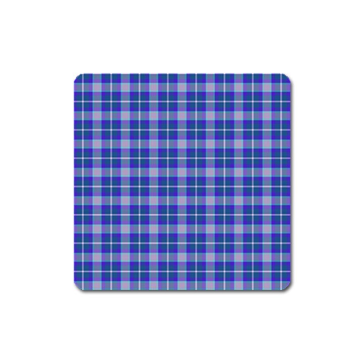 Blue Teal Plaid Square Magnet