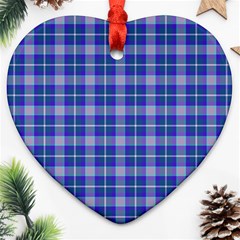 Blue Teal Plaid Heart Ornament (two Sides) by snowwhitegirl