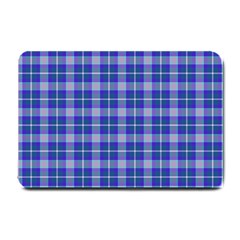 Blue Teal Plaid Small Doormat  by snowwhitegirl