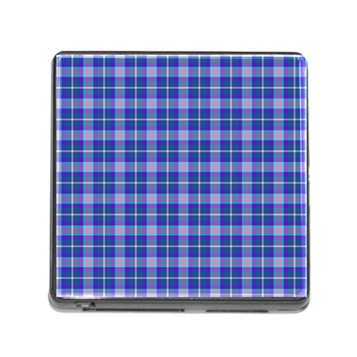 Blue Teal Plaid Memory Card Reader (Square 5 Slot)