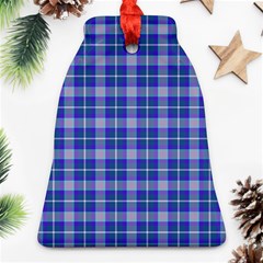 Blue Teal Plaid Bell Ornament (two Sides) by snowwhitegirl