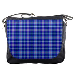 Blue Teal Plaid Messenger Bag by snowwhitegirl