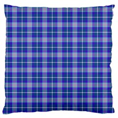 Blue Teal Plaid Large Cushion Case (one Side) by snowwhitegirl