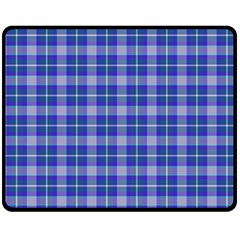 Blue Teal Plaid Double Sided Fleece Blanket (medium)  by snowwhitegirl