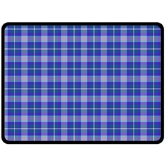 Blue Teal Plaid Double Sided Fleece Blanket (large)  by snowwhitegirl