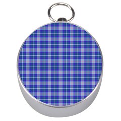 Blue Teal Plaid Silver Compasses by snowwhitegirl