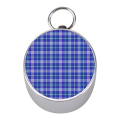 Blue Teal Plaid Mini Silver Compasses by snowwhitegirl