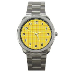 Yellow Sun Plaid Sport Metal Watch by snowwhitegirl