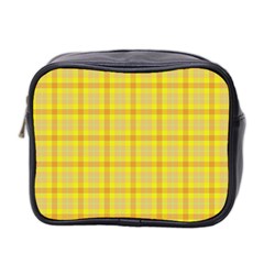 Yellow Sun Plaid Mini Toiletries Bag (two Sides) by snowwhitegirl