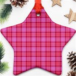 Valentine Pink Red Plaid Ornament (Star) Front