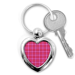 Valentine Pink Red Plaid Key Chains (heart)  by snowwhitegirl