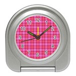 Valentine Pink Red Plaid Travel Alarm Clock Front