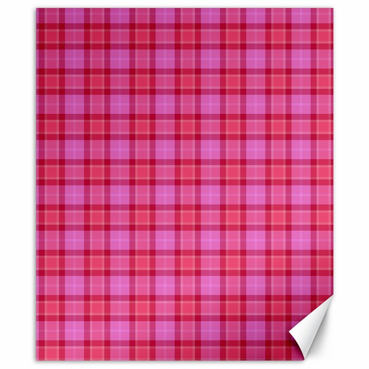 Valentine Pink Red Plaid Canvas 8  x 10 