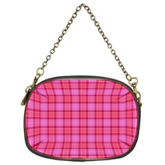 Valentine Pink Red Plaid Chain Purse (two Sides) by snowwhitegirl