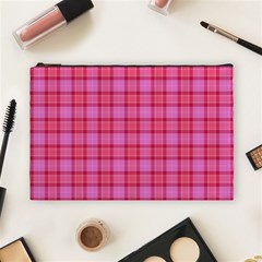 Valentine Pink Red Plaid Cosmetic Bag (large) by snowwhitegirl