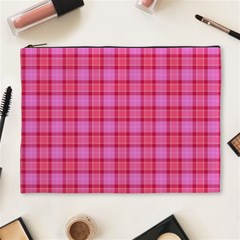 Valentine Pink Red Plaid Cosmetic Bag (xl) by snowwhitegirl