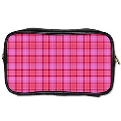 Valentine Pink Red Plaid Toiletries Bag (two Sides) by snowwhitegirl