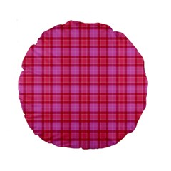 Valentine Pink Red Plaid Standard 15  Premium Round Cushions by snowwhitegirl