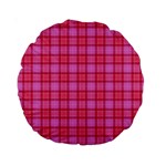 Valentine Pink Red Plaid Standard 15  Premium Round Cushions Front