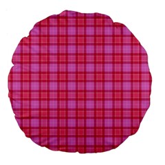 Valentine Pink Red Plaid Large 18  Premium Flano Round Cushions by snowwhitegirl