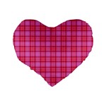 Valentine Pink Red Plaid Standard 16  Premium Flano Heart Shape Cushions Back