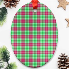 Pink Green Plaid Ornament (oval) by snowwhitegirl