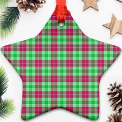 Pink Green Plaid Ornament (star) by snowwhitegirl