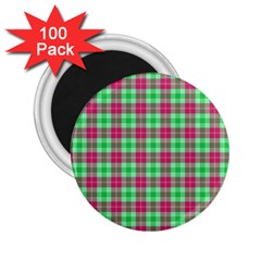 Pink Green Plaid 2 25  Magnets (100 Pack) 