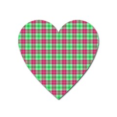 Pink Green Plaid Heart Magnet by snowwhitegirl